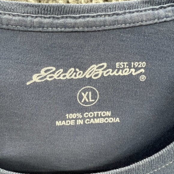 Eddie Bauer‎ Mens Shirt Extra Large Blue 100% Cotton Pullover Short Sleeve - Picture 4 of 8